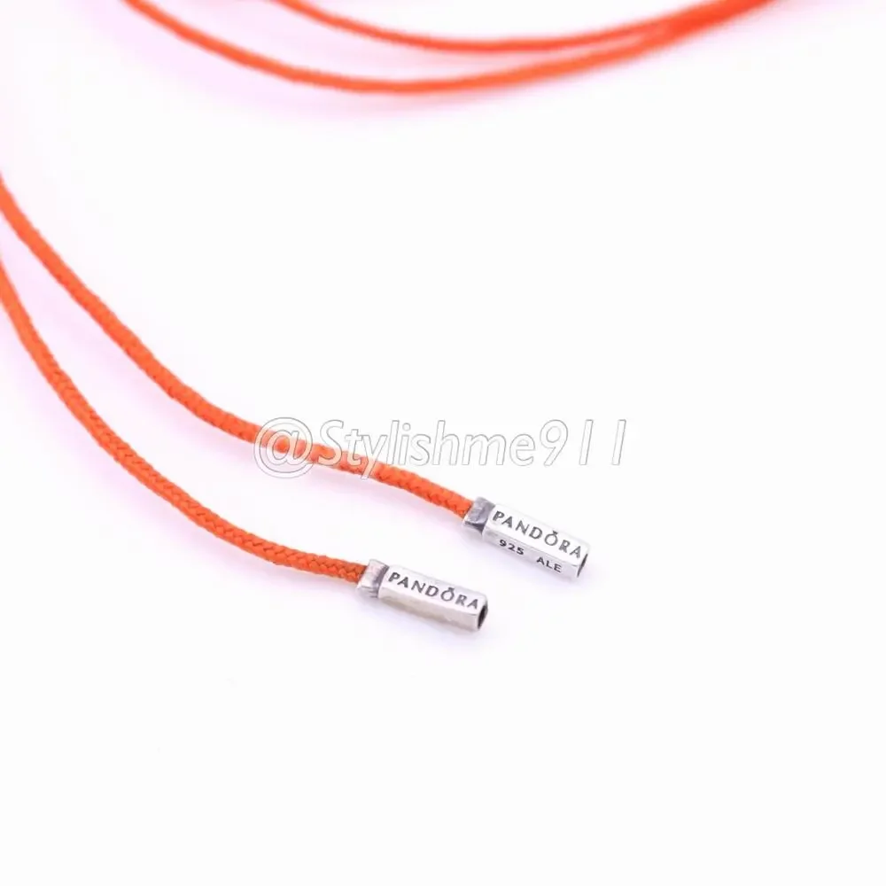 Authentic PANDORA Orange Poly Cord with Sterling Silver